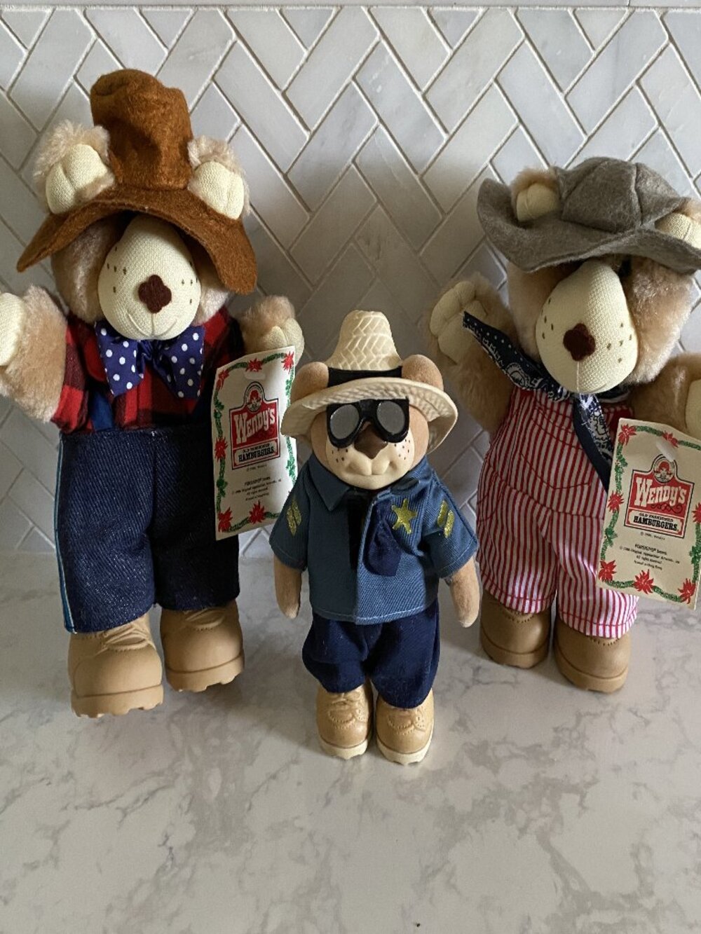 3 Furskins Bears 1986 Wendy's Collectible Toys